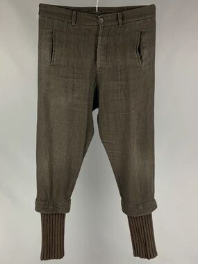 ISABEL BENENATO Size 34 Slate Olive Mixed Fabrics Casual Pants